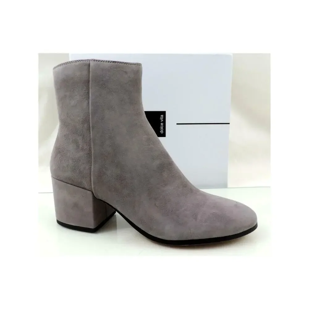 Women's Shoes Dolce Vita Maude Block Heel Ankle Boots Smoke Grey Suede